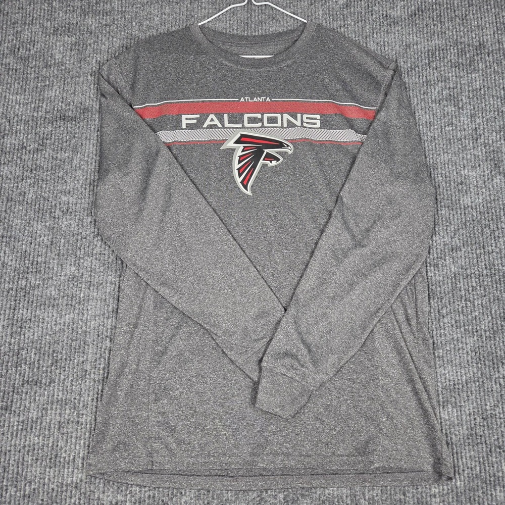 Ultra Game NFL Atlanta Falcons Mens Large Long Sleeve Shirt Charcoal Gray Logo